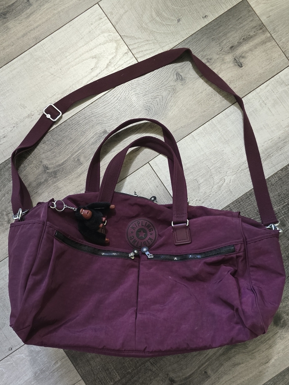 Kipling Plum Purple Duffel Bag with Strap
